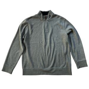 Lands’ End Cotton Zip Mock Neck Sweater Size XL Men's Gray Minimalist Preppy